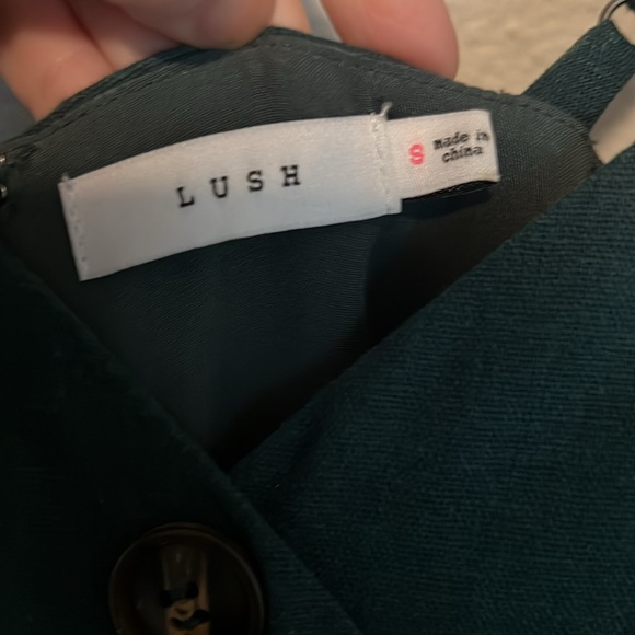 Lush Terrace Sunset Forrest Green Button-Front Midi Dress, Size Small - Picture 9 of 12